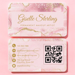 Tarjeta De Visita Artista de Maquillaje Permanente Moderno Código QR