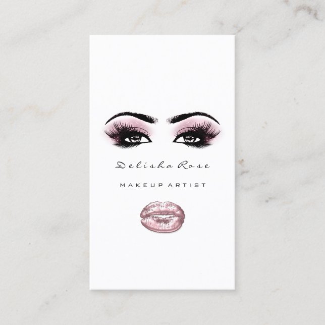 Tarjeta De Visita Artista de maquillaje pestañea a Purpurina cejas L (Anverso)