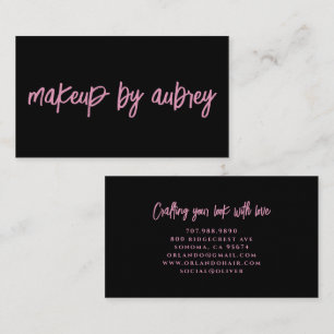 Tarjeta De Visita Artista de Maquillaje Pincel Escritura Caligrafía