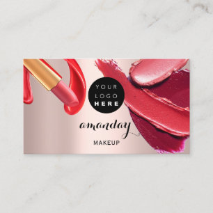 Tarjeta De Visita Artista de maquillaje pintalabios rojos Foto Códig