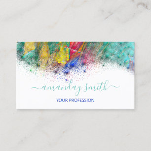 Tarjeta De Visita Artista de maquillaje profesional Arcoiris Resumen