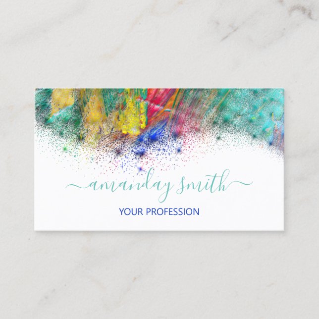 Tarjeta De Visita Artista de maquillaje profesional Arcoiris Resumen (Anverso)