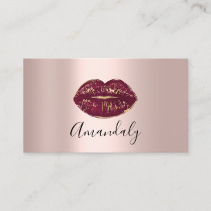 Tarjeta De Visita Artista de maquillaje profesional besa levas rosad
