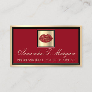 Tarjeta De Visita Artista de maquillaje profesional besa los labios 