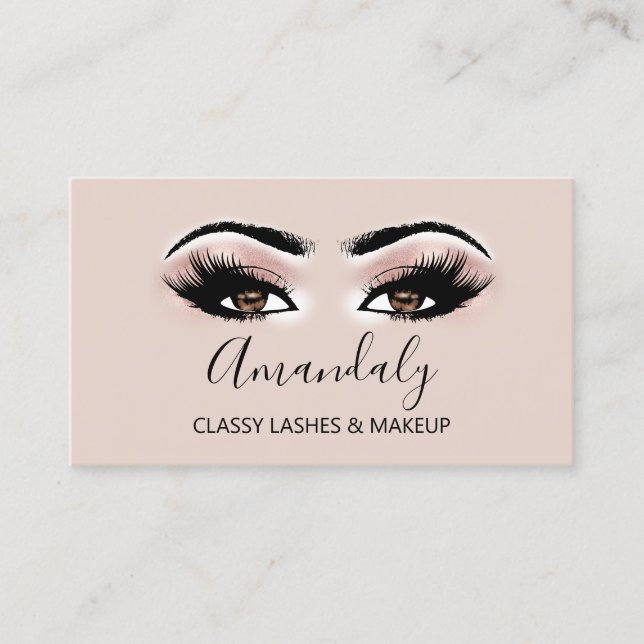Tarjeta De Visita Artista de maquillaje profesional Brown Eyelash Go (Anverso)