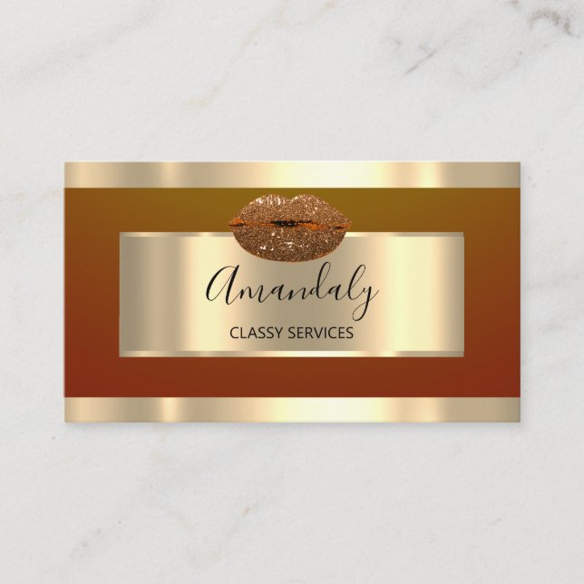 Tarjeta De Visita Artista de maquillaje profesional de oro Glitter K (Anverso)