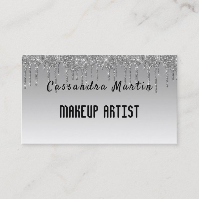 Tarjeta De Visita Artista de maquillaje profesional del purpurina de (Anverso)