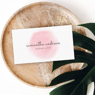 Tarjeta De Visita Artista de maquillaje profesional en polvo rosa