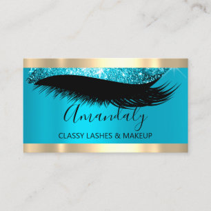 Tarjeta De Visita Artista de maquillaje profesional Eyelash Azul ún
