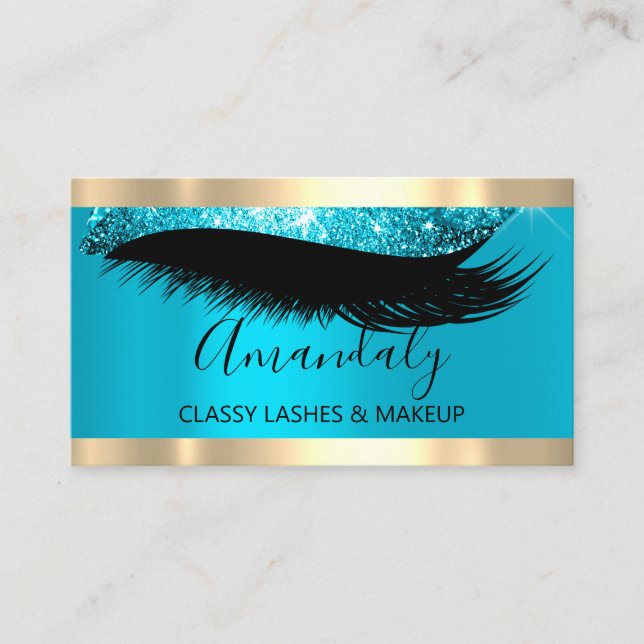 Tarjeta De Visita Artista de maquillaje profesional Eyelash Azul úni (Anverso)