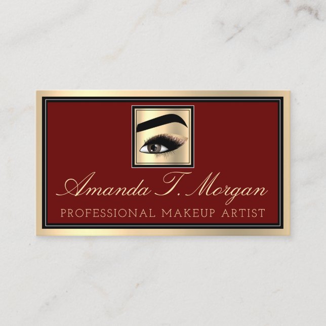 Tarjeta De Visita Artista de maquillaje profesional Eyelash Gold Bur (Anverso)