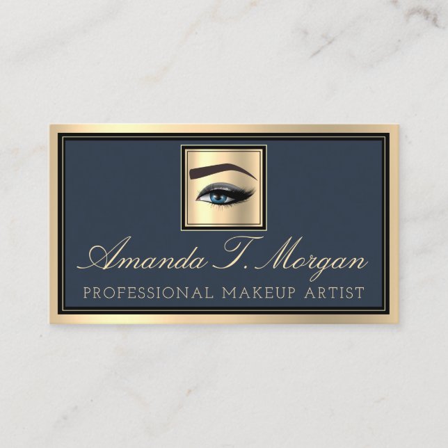Tarjeta De Visita Artista de maquillaje profesional Eyelash Gold Smo (Anverso)
