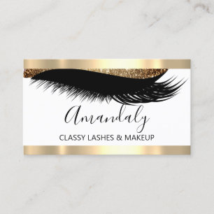 Tarjeta De Visita Artista de maquillaje profesional Eyelash Gold Whi