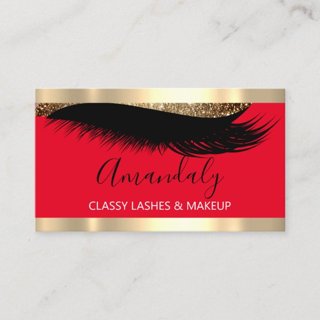 Tarjeta De Visita Artista de maquillaje profesional Eyelash Rojo bla (Anverso)