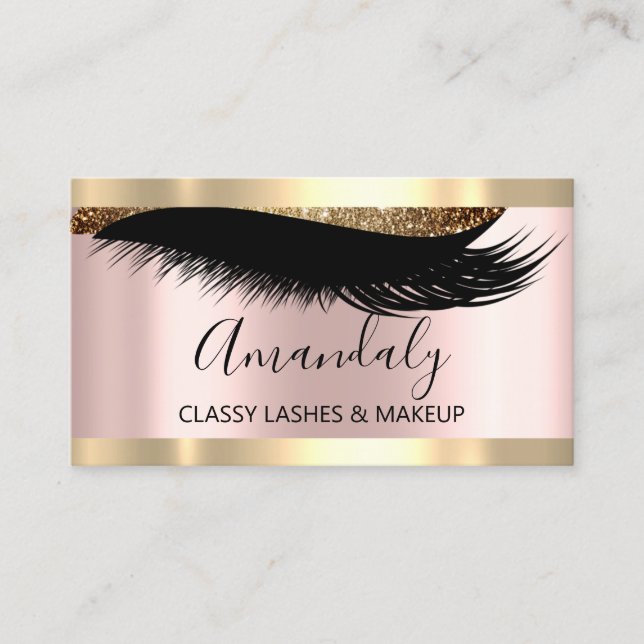 Tarjeta De Visita Artista de maquillaje profesional Eyelash Rosa Mod (Anverso)