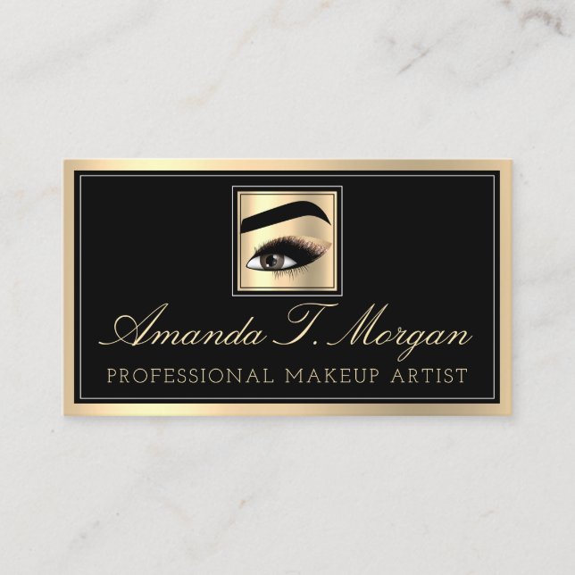 Tarjeta De Visita Artista de maquillaje profesional Eyelashes Oro Ne (Anverso)