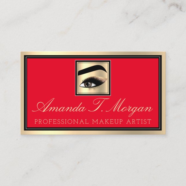 Tarjeta De Visita Artista de maquillaje profesional Eyelashes Oro Ro (Anverso)