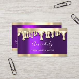 Tarjeta De Visita Artista de maquillaje profesional Gold Purple Viol