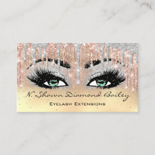Tarjeta De Visita Artista de maquillaje profesional Green Eyelash Bl