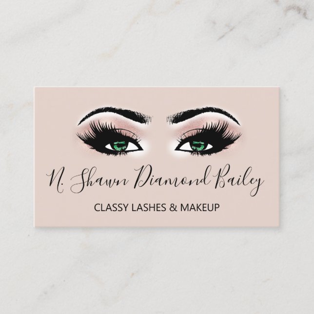 Tarjeta De Visita Artista de maquillaje profesional Green Eyelash Go (Anverso)