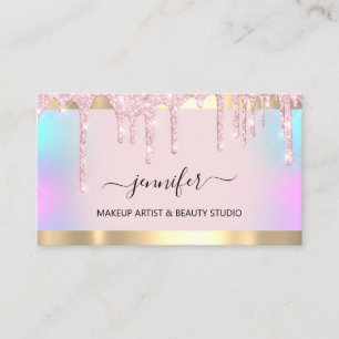 Tarjeta De Visita Artista de maquillaje profesional Holograma rosa D