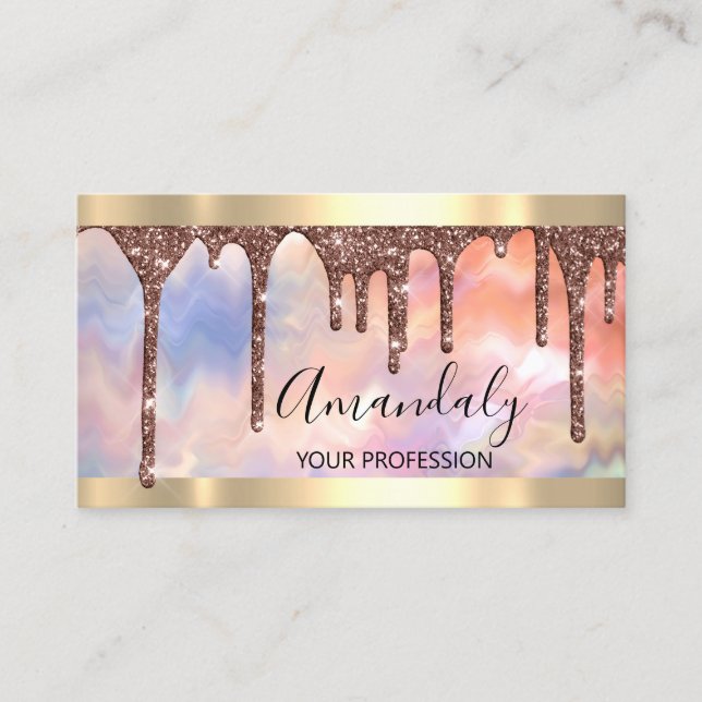 Tarjeta De Visita Artista de maquillaje profesional Lash Rosa Gold H (Anverso)