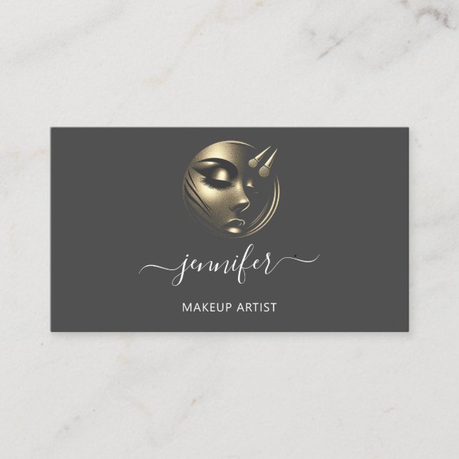 Tarjeta De Visita Artista de maquillaje profesional Logotipo de lati (Anverso)