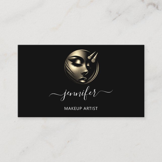 Tarjeta De Visita Artista de maquillaje profesional Logotipo de lati (Anverso)