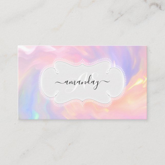 Tarjeta De Visita Artista de maquillaje profesional Nails Holograph (Anverso)