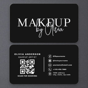 Tarjeta De Visita Artista de Maquillaje Profesional Negro Blanco