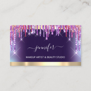 Tarjeta De Visita Artista de maquillaje profesional. Ombré Gold Purp