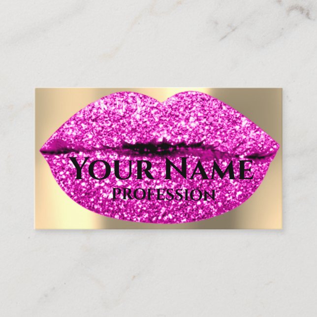 Tarjeta De Visita Artista de maquillaje profesional Purpurina rosa L (Anverso)