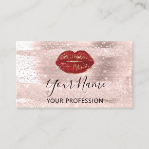 Tarjeta De Visita Artista de maquillaje profesional Red Kiss Lips Ru