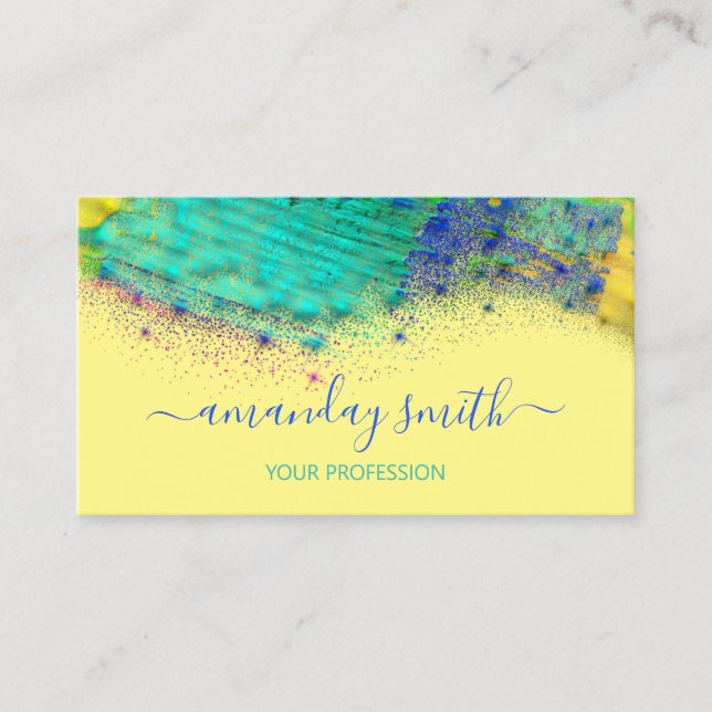 Tarjeta De Visita Artista de maquillaje profesional Resumen de arte  (Anverso)