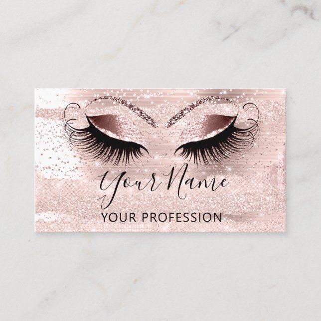 Tarjeta De Visita Artista de maquillaje profesional Rosa Confetti Ey (Anverso)