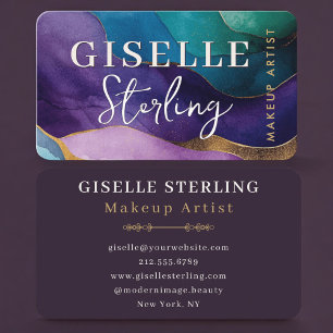 Tarjeta De Visita Artista de Maquillaje Púrpura