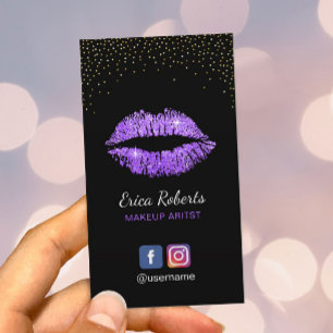 Tarjeta De Visita Artista de maquillaje púrpura del salón de los