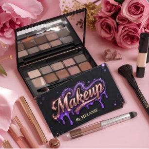 Tarjeta De Visita Artista de Maquillaje púrpura Dorado Goteo Brillan