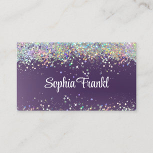 Tarjeta De Visita Artista de Maquillaje Purpura Elegante con Brillo 