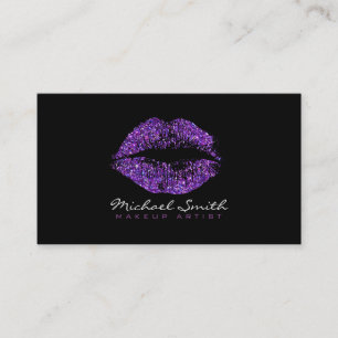 Tarjeta De Visita Artista de maquillaje púrpura elegante de los
