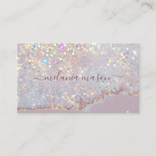Tarjeta De Visita Artista de Maquillaje Purpura Glam Glitter Holográ