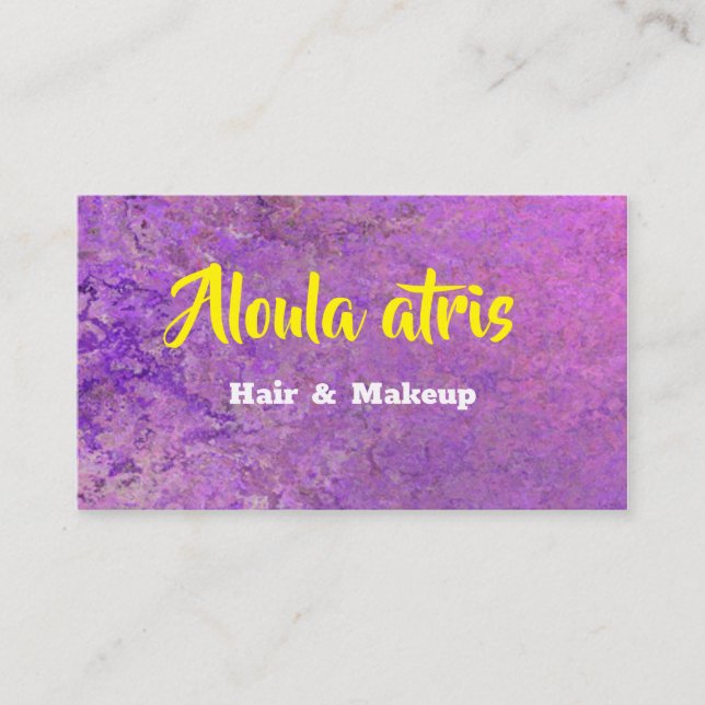 Tarjeta De Visita artista de maquillaje púrpura rosa Resumen (Anverso)