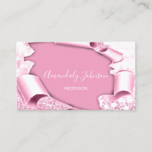 Tarjeta De Visita Artista de maquillaje Purpurina 3D Rosa Rosa Glam