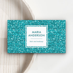 Tarjeta De Visita Artista de maquillaje Purpurina Aqua Blue Sequins