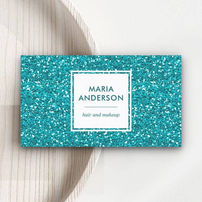 Tarjeta De Visita Artista de maquillaje Purpurina Aqua Blue Sequins (Subido por el creador)