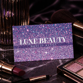 Tarjeta De Visita Artista de Maquillaje Purpurina de Lujo Minimalist