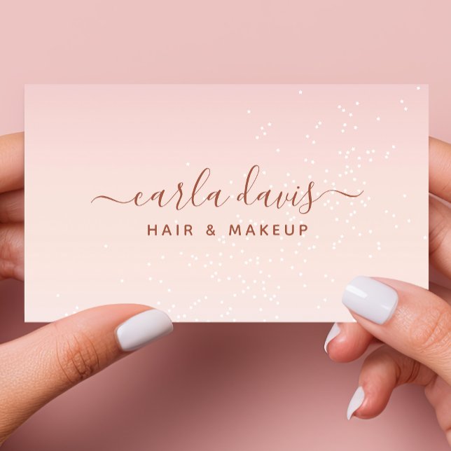 Tarjeta De Visita Artista de maquillaje Purpurina Pastel Rosa de Rub (Subido por el creador)