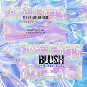 Tarjeta De Visita Artista de maquillaje Purpurina Plata Drin Swirl i