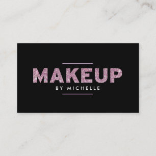 Tarjeta De Visita Artista de maquillaje Purpurina rosa moderno