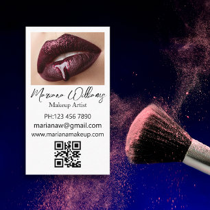 Tarjeta De Visita artista de maquillaje qr código foto moda minimali